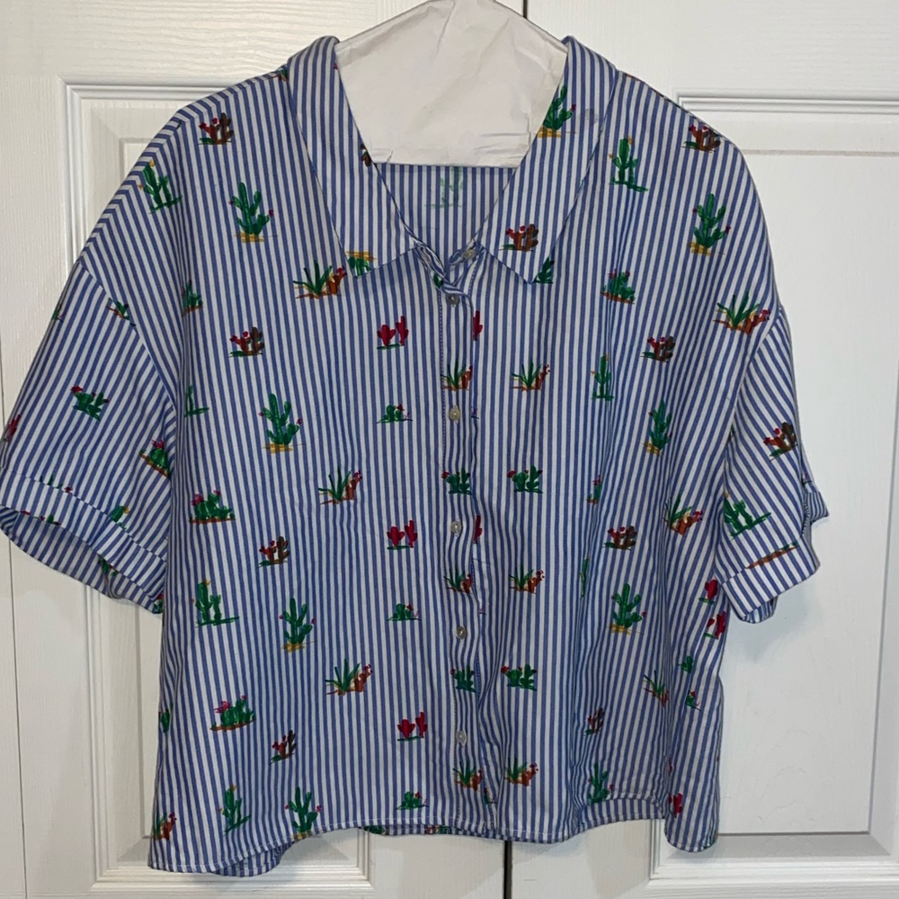 Large cropped button down